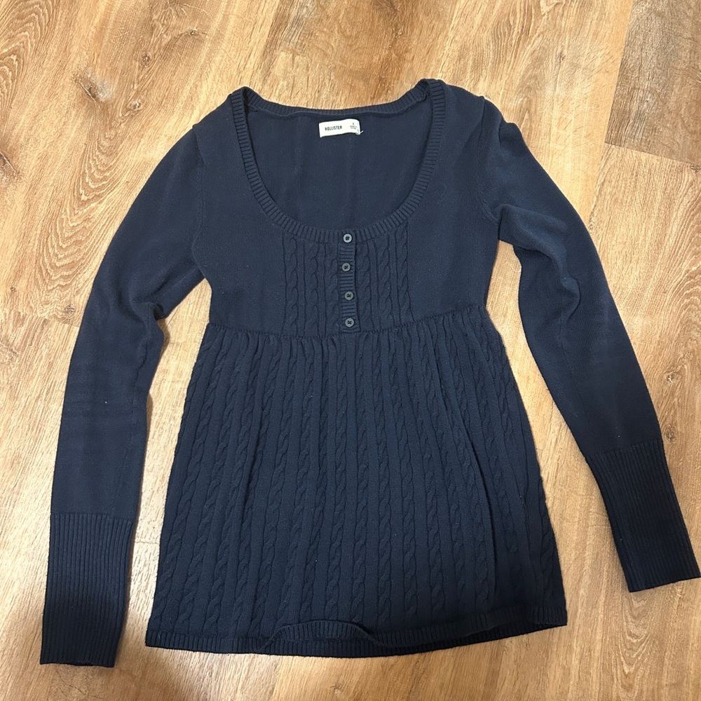 Hollister navy blue babydoll top